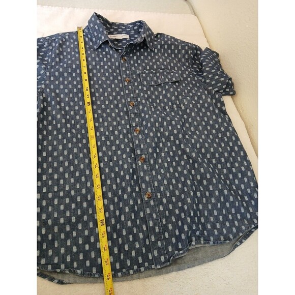 Old Navy Mens Shirt Large  Light‎ Blue Dotted Relaxed Fit Oxford Short Sleeve - Picture 7 of 12